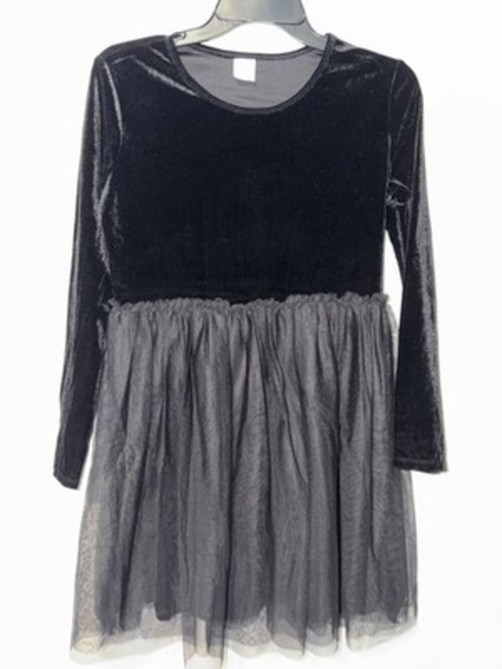 Wonder Nation Girls Black Velvet Tulle Tutu Dress Long Sleeve Size L (10)